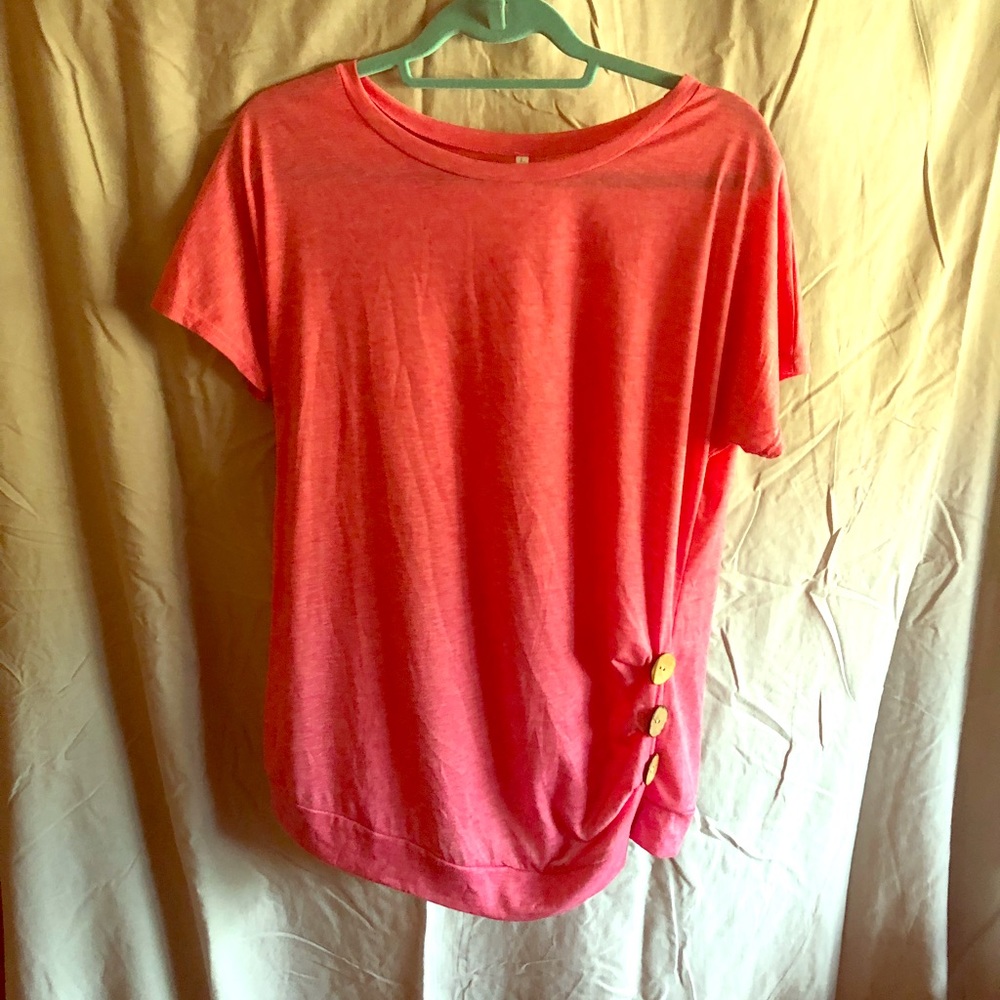 Pink button adorned t-shirt